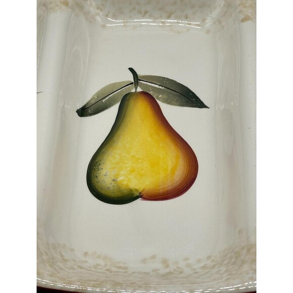 Pier 1 serving tray hand-painted dolomite 3 sections grapes and pear READ - Picture 2 of 8